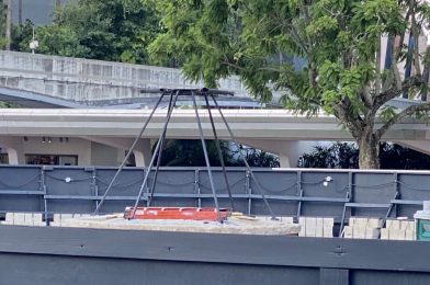 PHOTOS: Structure in Place for Installation of New Lucite Fountain Pillars at EPCOT