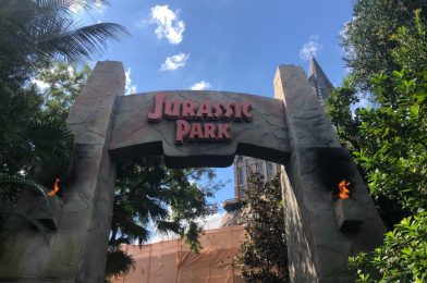 PHOTO REPORT: Universal Orlando Resort 10/15/20 (Raptor Spotted at Jurassic World VelociCoaster, Jurassic Park Torches Lit, Candy Corn Fudge, and More)