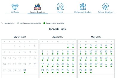 UPDATE: Park Pass Availability for Walt Disney World Annual Passholders Refilled For Most Dates in April