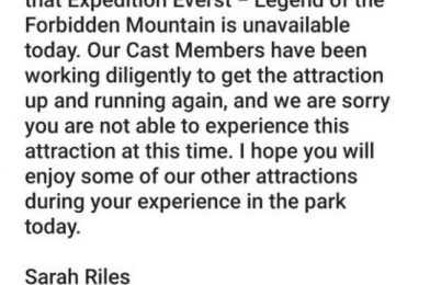 Expedition Everest Unexpectedly Closed Today at Disney’s Animal Kingdom