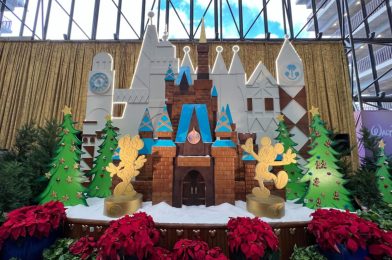 50th Anniversary Gingerbread Castle Featuring Mickey and Minnie Erected at Disney’s Contemporary Resort