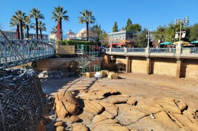 Construction Begins in Drained Pacific Wharf Lagoon at Disney California Adventure