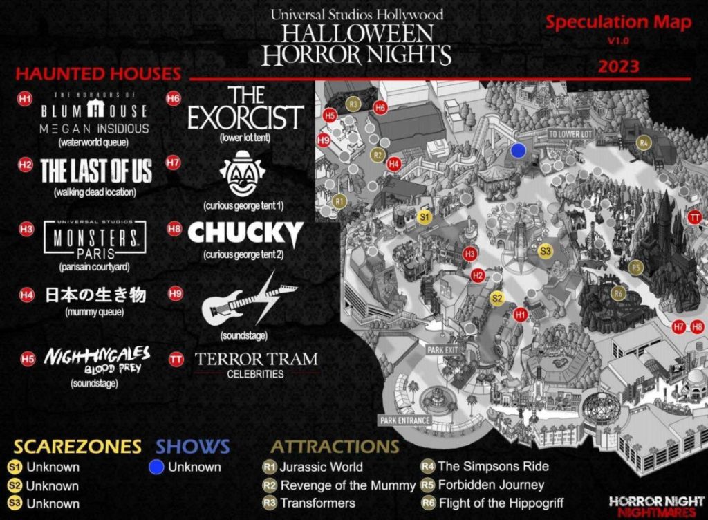First Halloween Horror Nights 2023 Speculation Map Released for