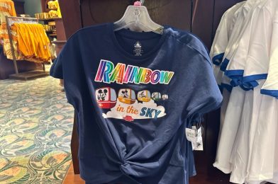 PHOTOS: Disney Skyliner Emblazons New ‘Rainbow in the Sky’ Cropped T-Shirt at EPCOT
