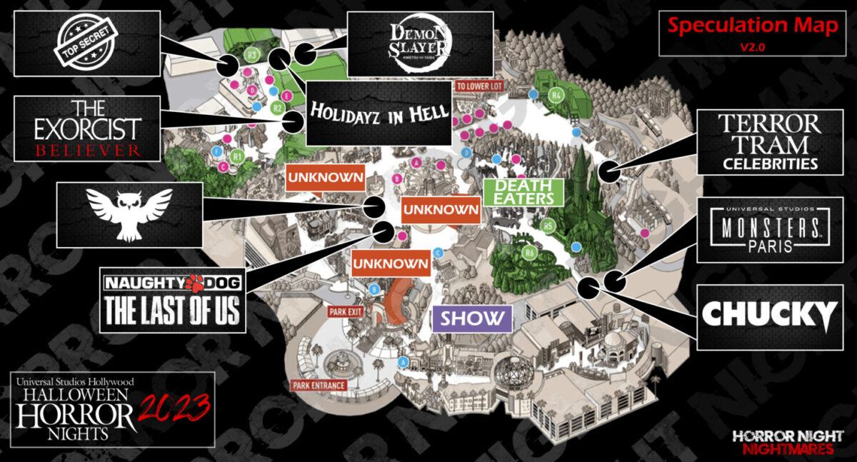 New Speculation Map for Halloween Horror Nights 2023 at Universal
