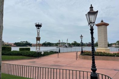 Crane Arrives in World Showcase Lagoon for Construction of New Fireworks Show at EPCOT