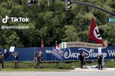 VIDEO: Nazis Wave Swastikas & DeSantis 2024 Flags, Yell ‘White Power’ Outside Walt Disney World Entrance