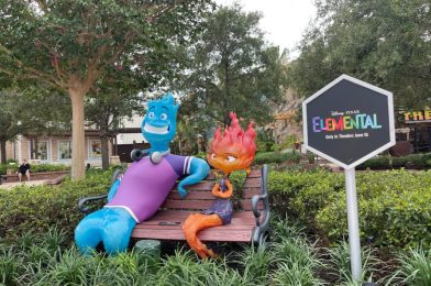 Wade and Ember Take a Seat for New ‘Elemental’ Photo Op at Disney Springs