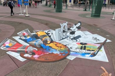 PHOTOS: Illusion Art Mural featuring Steamboat Willie Completed for The Villas at Disneyland Hotel