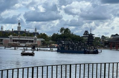 First ‘Luminous’ Barge Arrives at World Showcase Lagoon in EPCOT