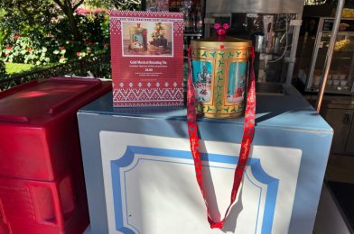 NEW Gold Musical Rotating Popcorn Tin Debuts at Magic Kingdom for 2023 Holiday Season