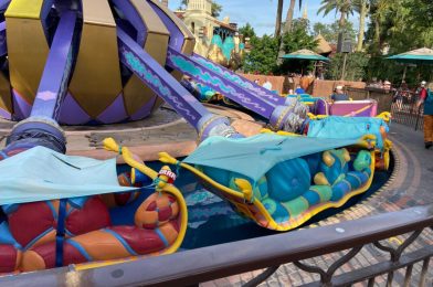 PHOTOS: Tarps Cover Multiple Ride Vehicles at The Magic Carpets of Aladdin, Repairs Underway