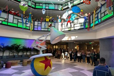 PHOTOS: Pixar Place Hotel Lobby With Giant Luxo Jr. Statue Unveiled