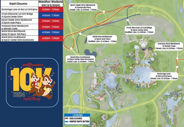 All of the Walt Disney World Road Closures for the 2024 Walt Disney
