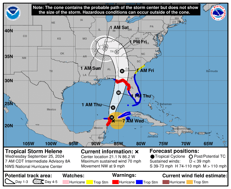 Tropical Storm Helene Nearing Hurricane Strength, Expected to Become ...